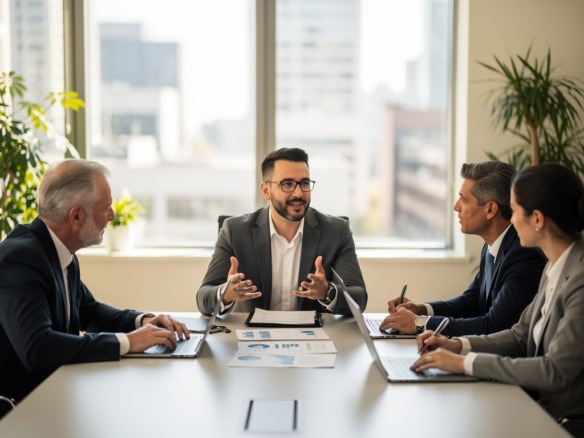 professional landlord meeting with a property management team