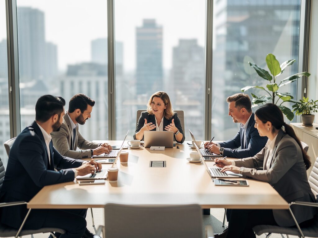 professional team discussing in a meeting
